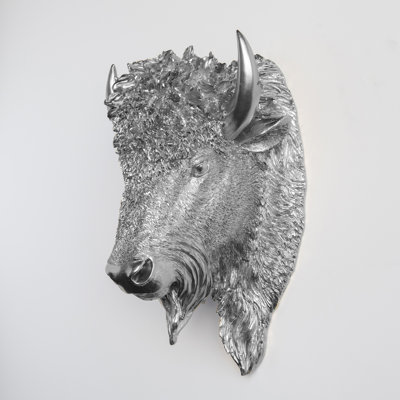 Décoration murale fausse tête de bison naturalisée