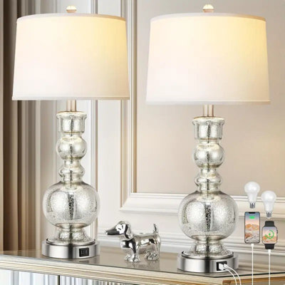 Ensemble de 2 lampes sphériques en verre perlé à contrôle tactile 3 lumières pour chambre à coucher
