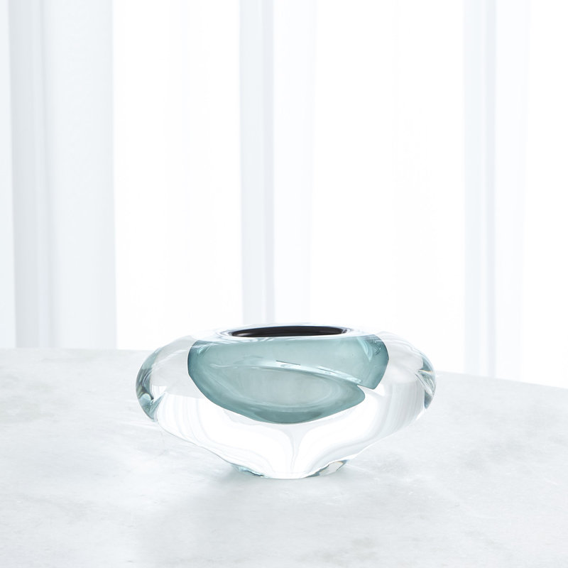 Abstract Bean Vase-Persimmon-Lg, Blue, 4" H x 4" W x 8.75" D
