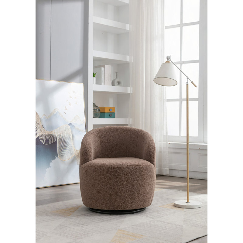 Fauteuil demi-tonneau avec fauteuil Teddy, Coffee Fabric