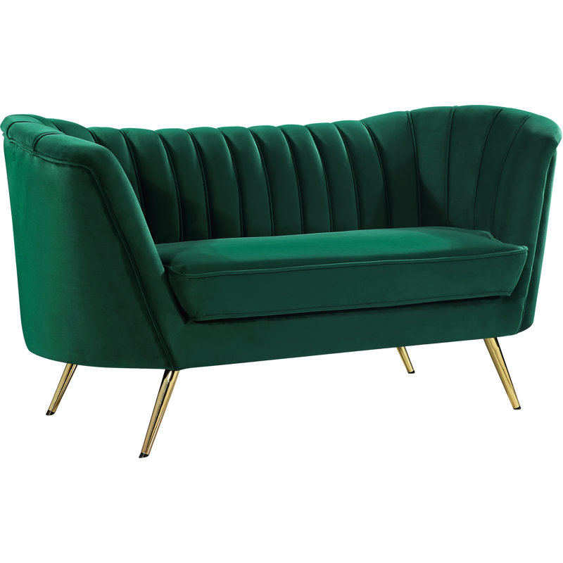 Tiberius 65'' Velvet Loveseat, Green Velvet