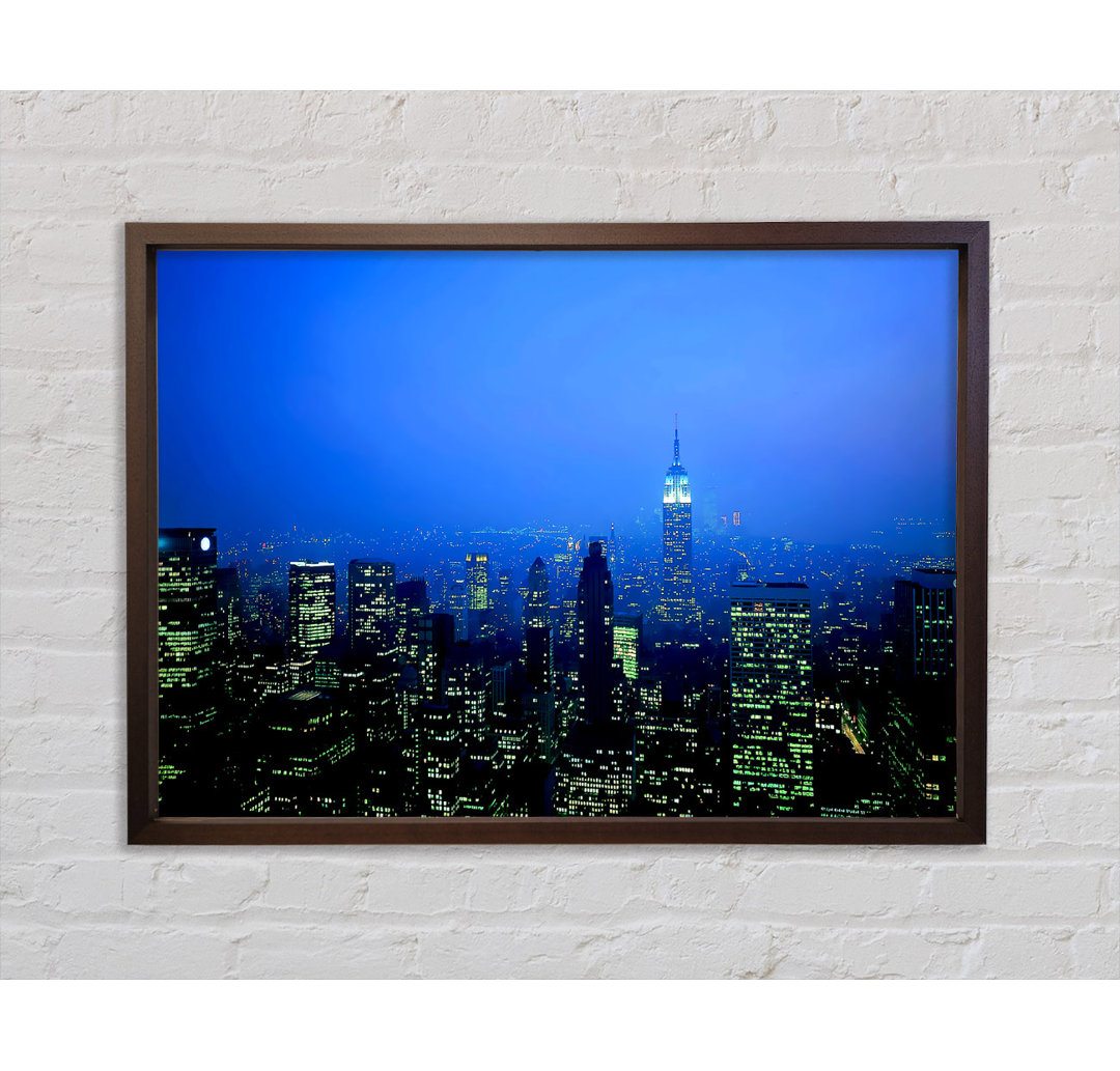 New York City Blue Mist At Night - Einzelbildrahmen Kunstdrucke auf Leinwand