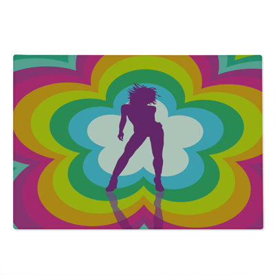 Ambesonne Psychedelic Cutting Board Large Size Flower Woman Dance Multicolor