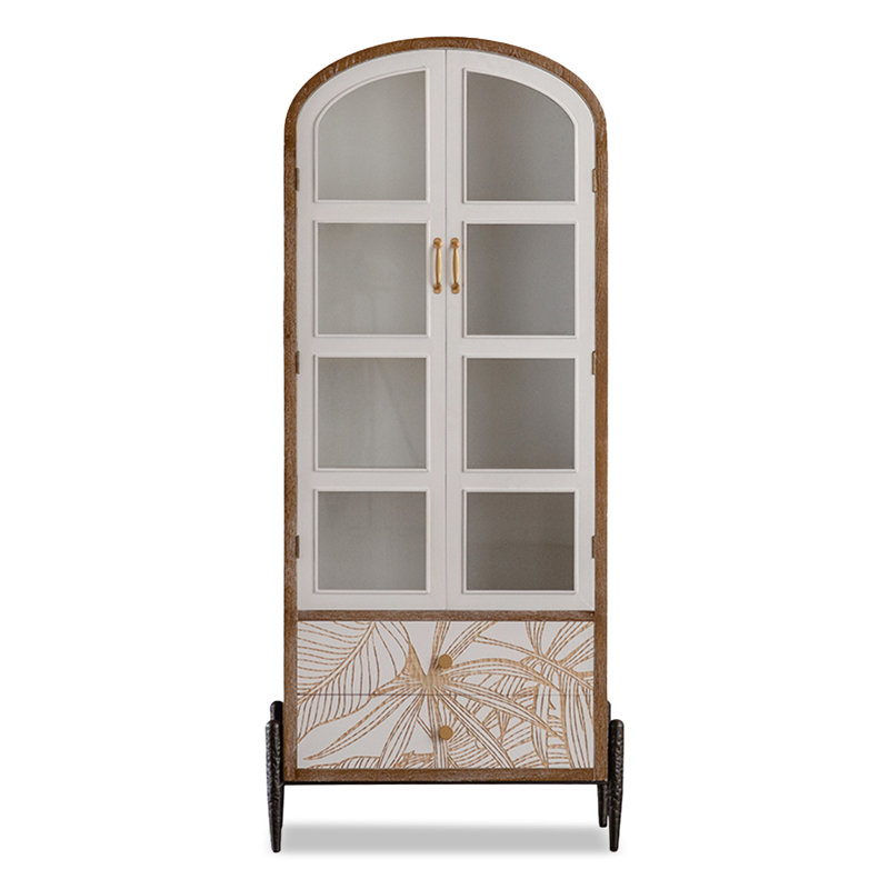 White+Brownness Solid Wood+Iron+Glass Display Cases