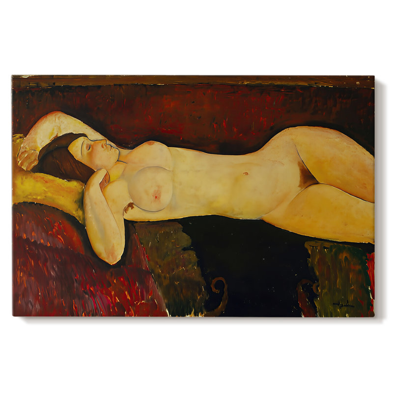 Nu inclinable (Nu couché) - Amédo Modigliani - Toile tendue avec châssis-c. 1917, 40x60