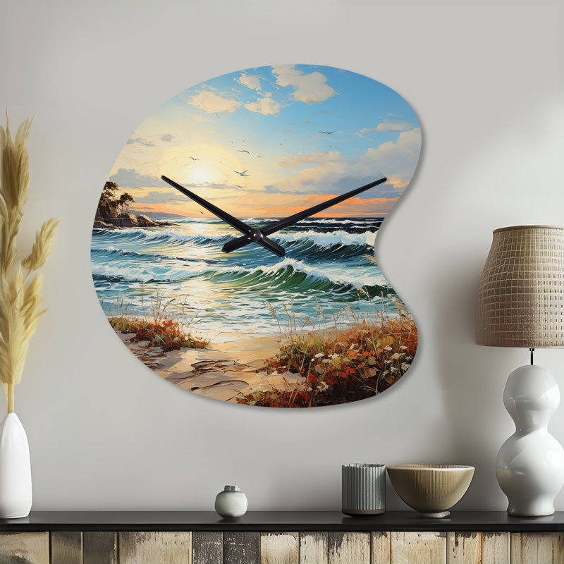 Beach Sand Euphoria III - horloge murale asymétrique en métal sable, Petit