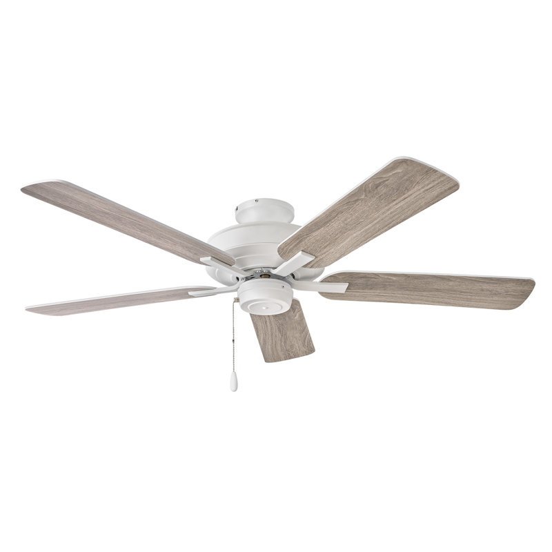 52" Metro 5 - Blade Standard Ceiling Fan with Pull Chain, Chalk White with Weathered Wood Blades