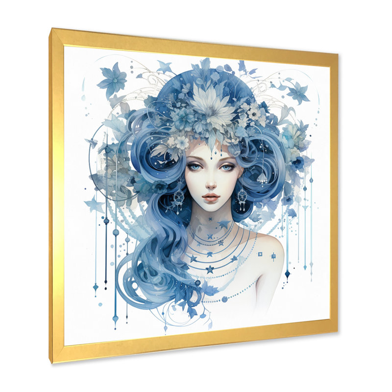 Signe du zodiaque vierge sur toile, H 24 po x l 24 po x P 1 po, Cadre doré à une seule photo