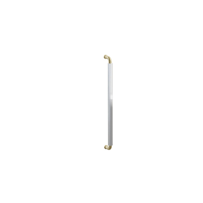 Emtek Glass Back to Back SELECT Appliance Pull 18" R-Bar Straight Knurled Bar, Polished Chrome/Satin Brass