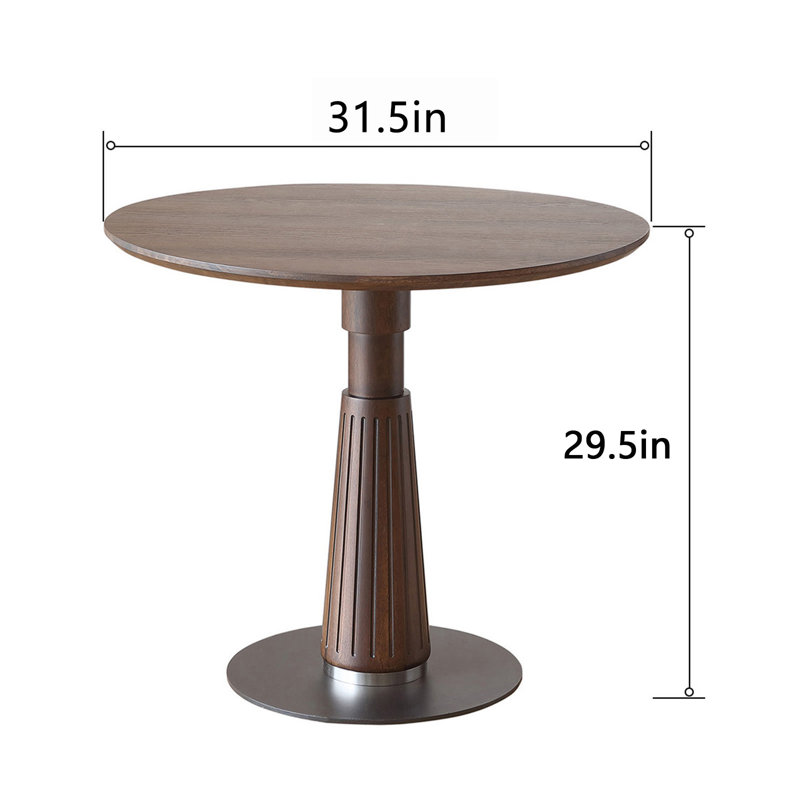 Round End Table,Modern Dining Table in Full Solid Wood for 2 to 4,Fluted Coffee Table,Pedestal Circle Office Table,for Office,Leisure,Cafe,Kitchen,Home D31.5" x 29.5"H