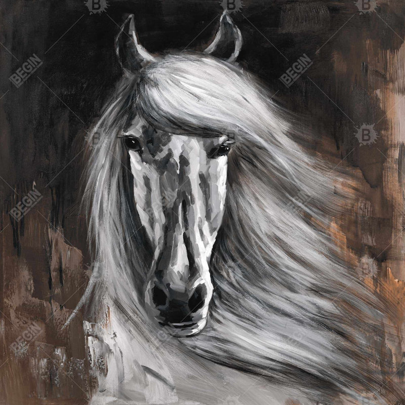 " White Horse ", 24" H x 24" W