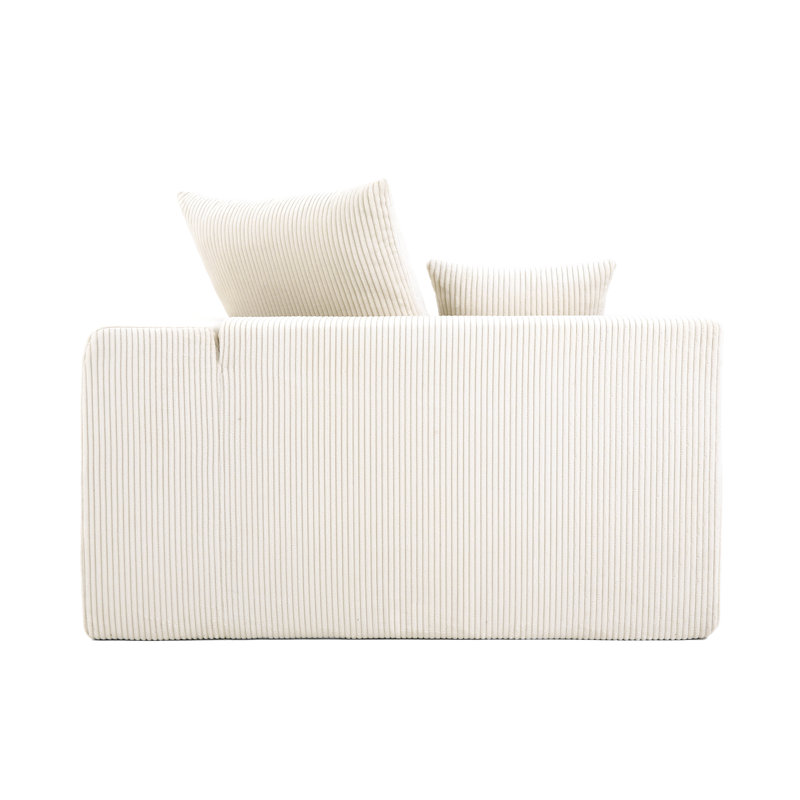 Chaise longue rembourrée en velours côtelé Osterhus, Beige