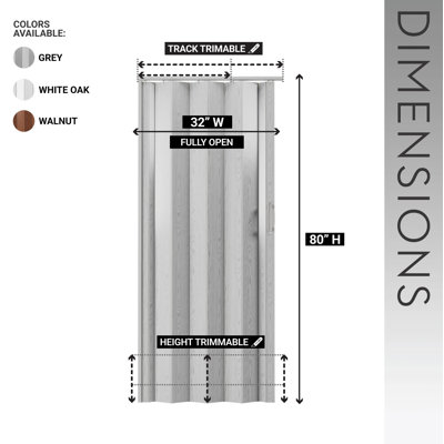 Portes accordéon pliables en PVC 32 "ou cloison d'intimité à usage interne, noyer
