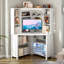 Pentagonal Corner Computer Desk with Charging Station, Adjustable Led Lighting and 9 Layers Open Storage Space-1660949288