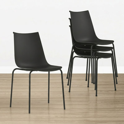 Plastic Stackable Dining Chair with Metal Legs