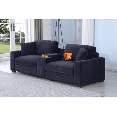 Upholstered Loveseat Couch with Cup Holder Usb Console