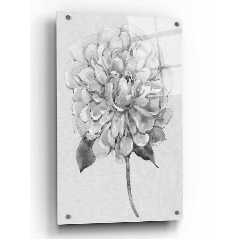 «Latitude Silvertone Floral I» par Tim O'Toole, art mural en verre acrylique Latitude Run, H 36 po x l 24 po x P 0,2 po