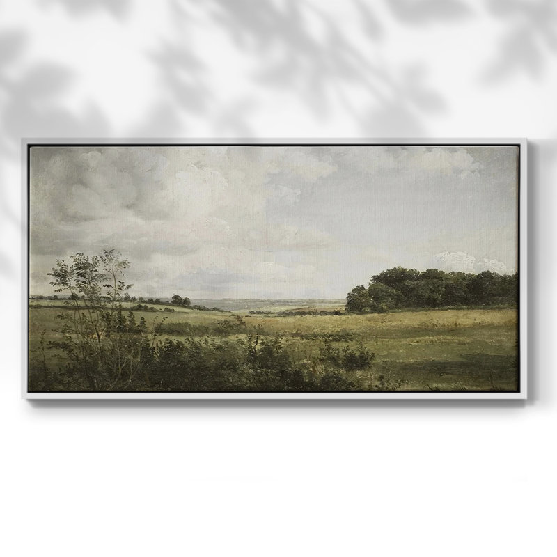 Série paysage - DCCDXVII - Toile tendue avec châssis tendue, prête à être accrochée, H 25 po x l 49 po, Blanc