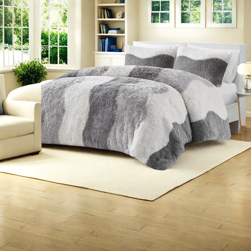 Ensembles de literie hypoallergéniques en fausse fourrure, édredon en polyester de style ombré pour une maison confortable