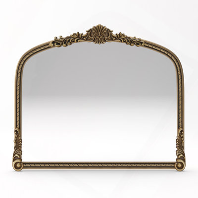 36.61" Wide Arch Vintage Relief Mirror Wall Hanging Elegant Decorative Mirror for Home Decor Retro Beautiful Design,Perfect for Living Room Bedroom and Hallway