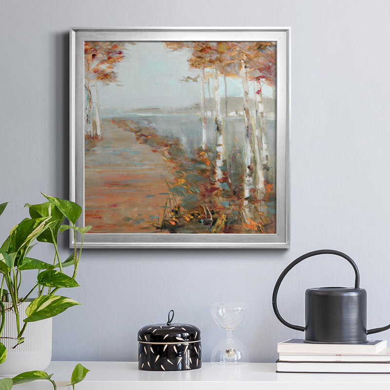 Birch Walk II - Reproduction d'art sur toile encadrée, Argent, H 17,5 po x l 17,5 po x P 1,5 po