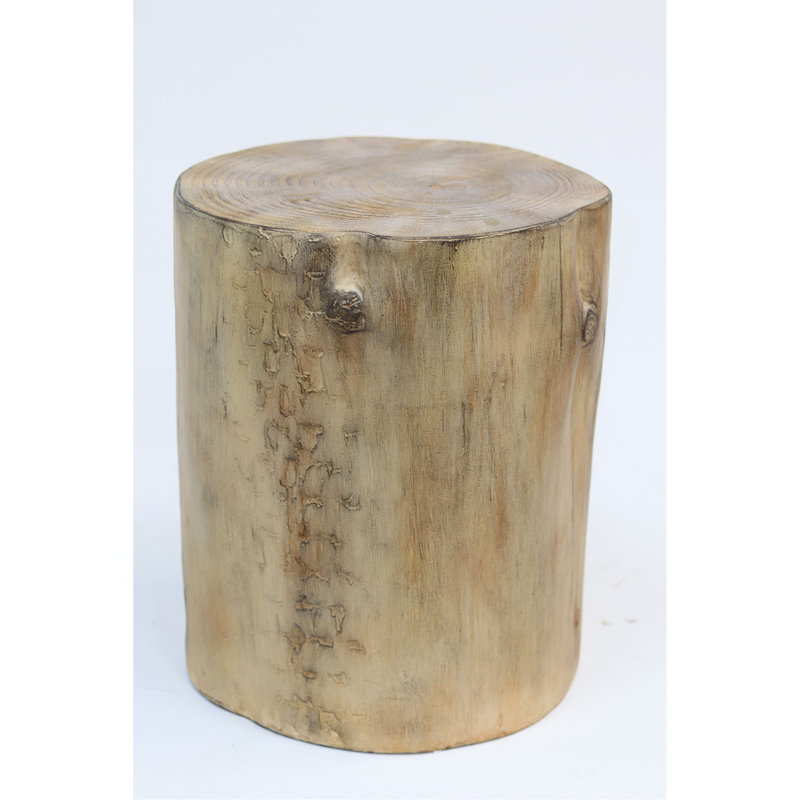 Outdoor 14.25Inch MGO Side Table, Hand-Painted Wood  Stump
