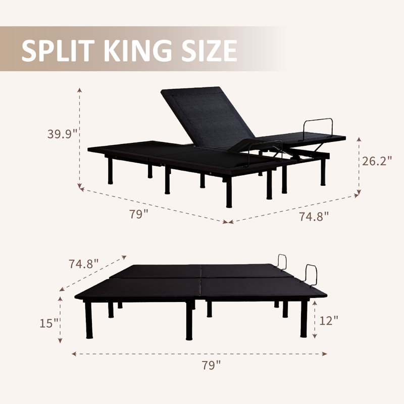 Split King Zero Gravity Adjustable Bed With 12" Memory Foam Mattress, Wireless Remote,Anti Snore Preset