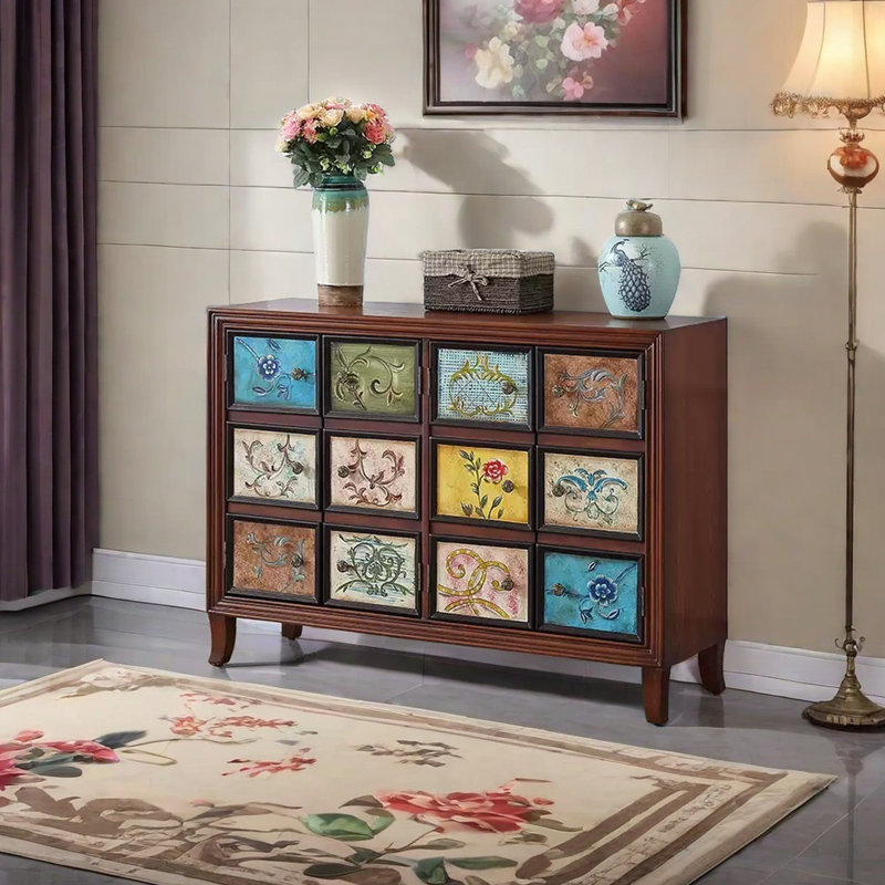 Painted four-door multi-functional accent cabinet