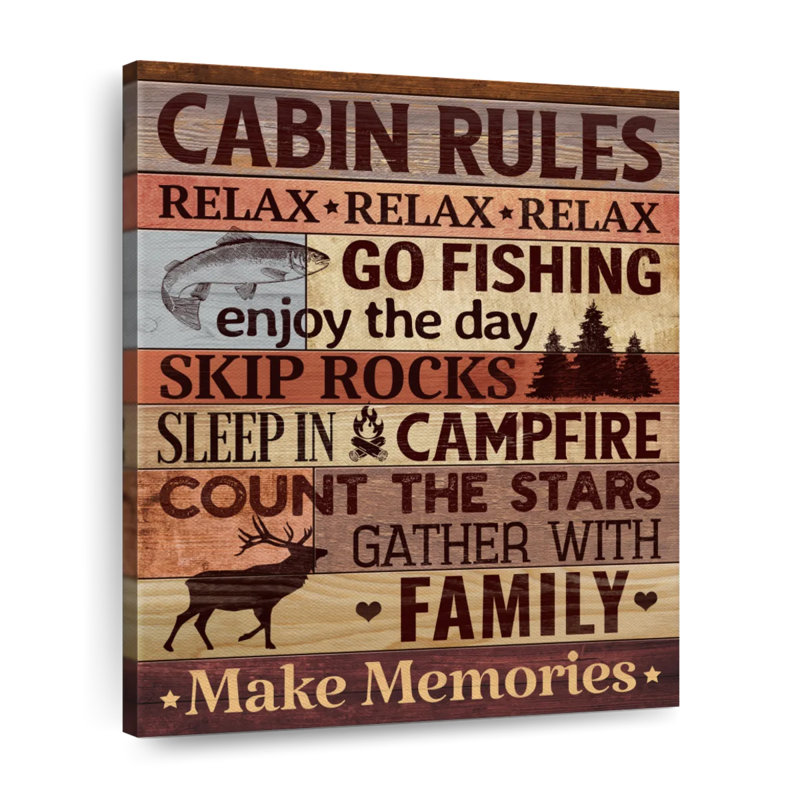 " Cabin Rules II ", 20" H x 16" W x 1.25" D