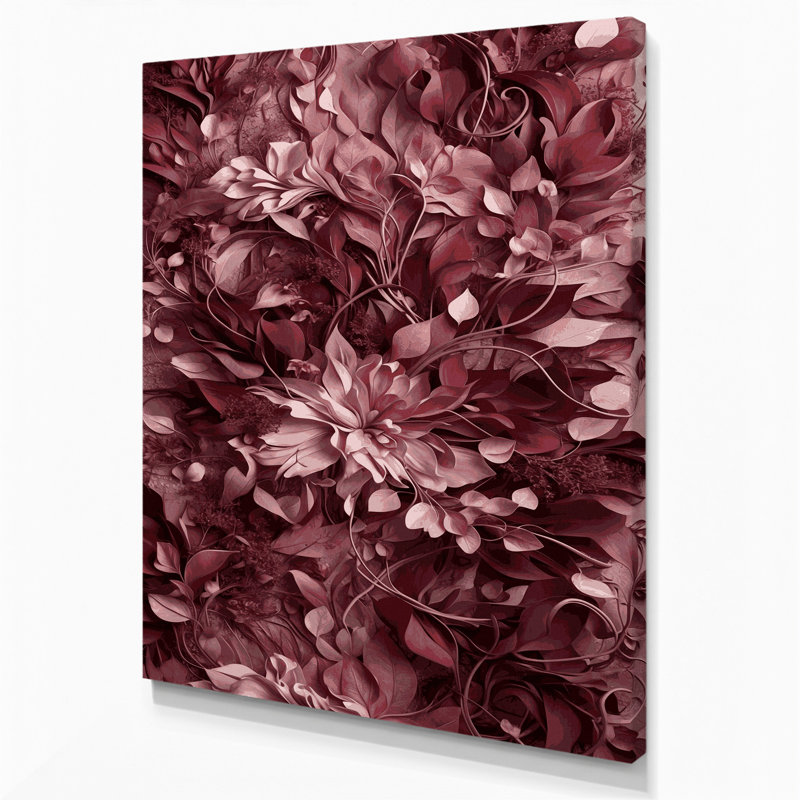 "Abstract Florals 5", art mural sur toile rouge, H 10 po x l 8 po