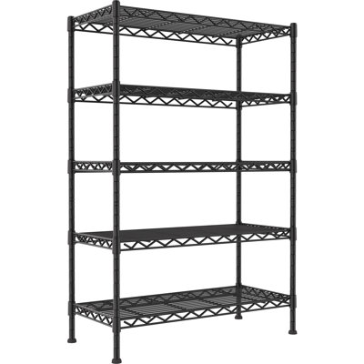 5-Wire Shelving Metal Storage Rack Adjustable Shelves,Standing Storage Shelf Units for Laundry Bathroom Kitchen Pantry Closet(Black)
