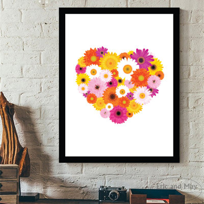 Floral Heart - reproduction encadrée