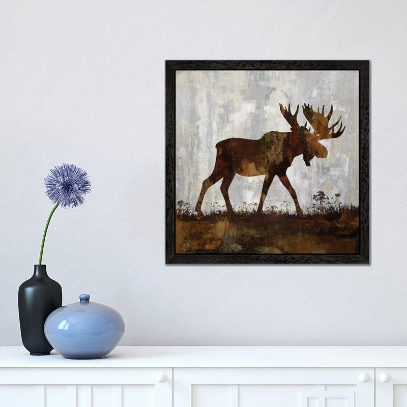 Moose by Carl Colburn - Painting on Canvas, Black Floater Framed, 66.04 cm H x 66.04 cm W