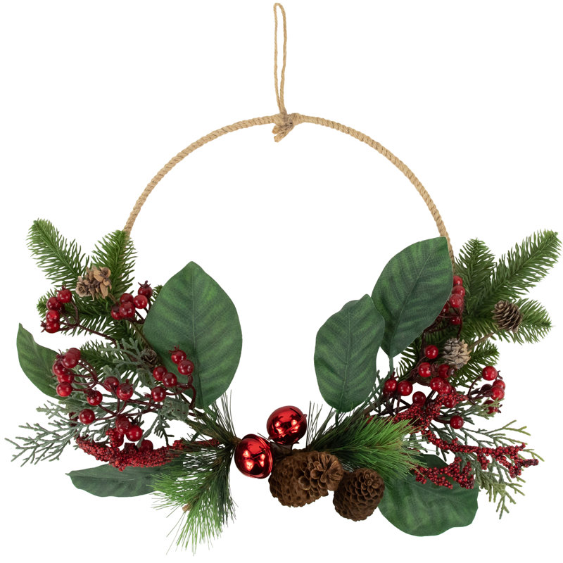 Red And Green Foliage Pinecones And Berries Artificial Christmas 17-Inch Unlit