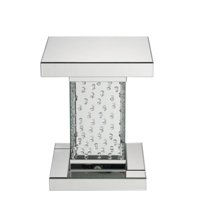 Table de bout en faux cristaux avec miroir