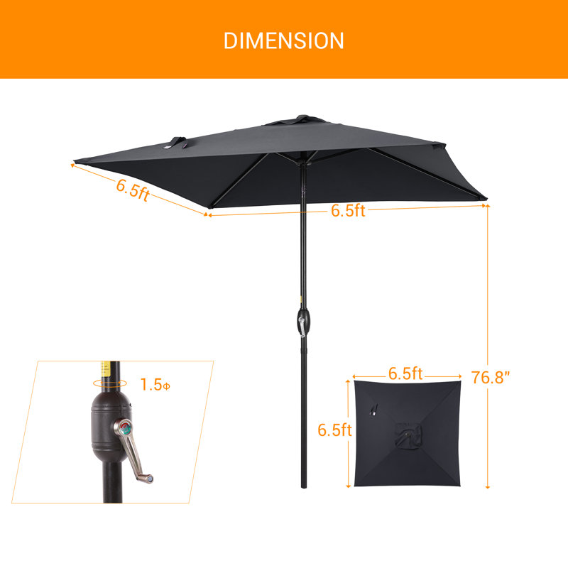 Parasol carré de 78 po Rovner, Gris anthracite