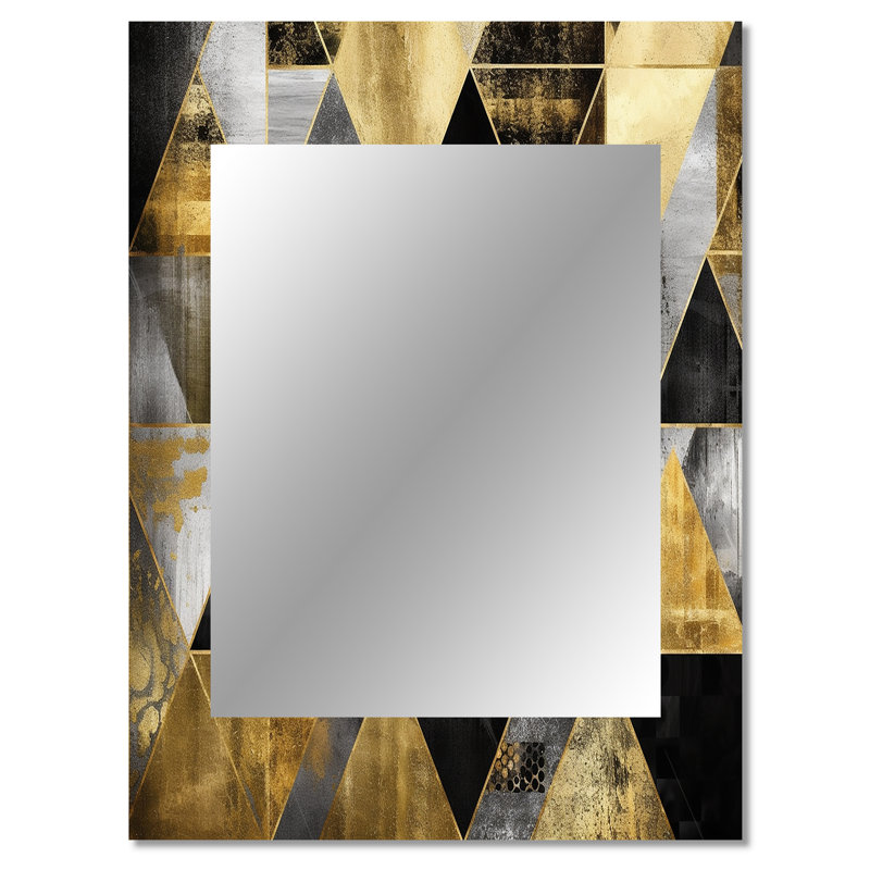 Or géométrique ordre II - miroir mural décoratif géométrique, miroir moderne, art imprimé en métal, 40 po x 30 po