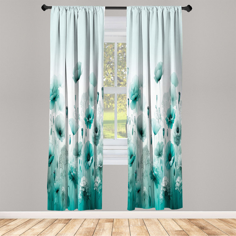 Ensemble de rideaux 4 pièces Ambesonne Turquoise, L 56 po x L 84 po