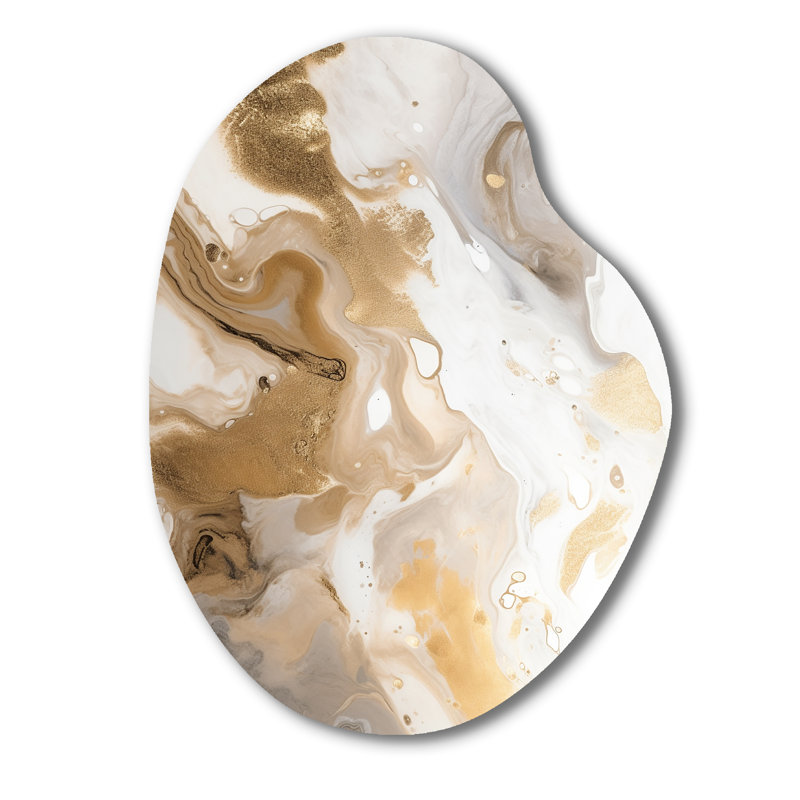 Or et gris A Marble Effect IV - décoration murale unique en forme de marbre, impression d'art asymétrique en métal doré