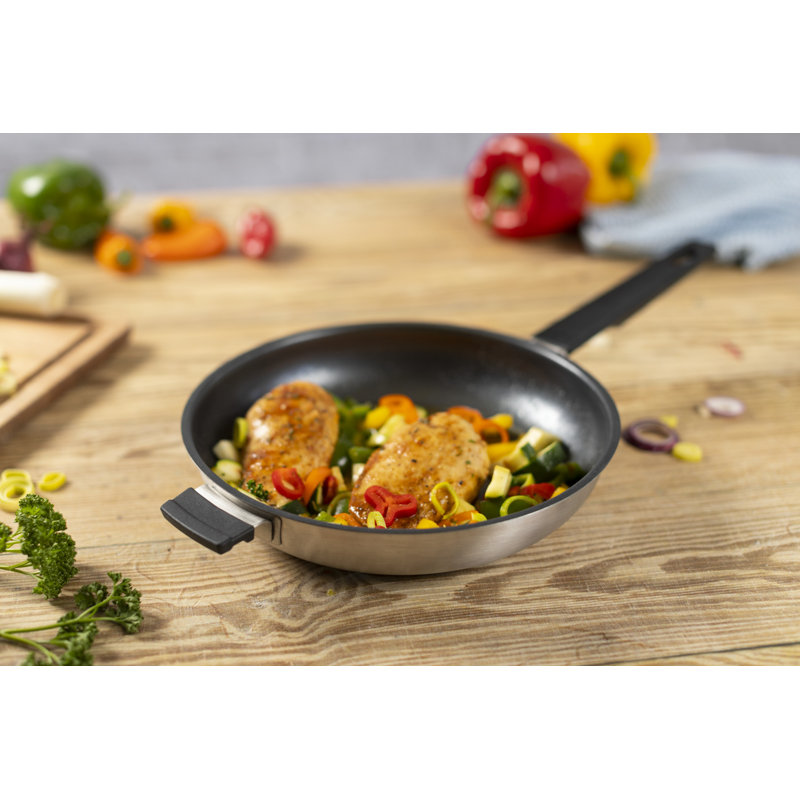 Kuhn Rikon Smart & Compact Stainless Steel Non-Stick Induction Safe Frying Pan, 24cm