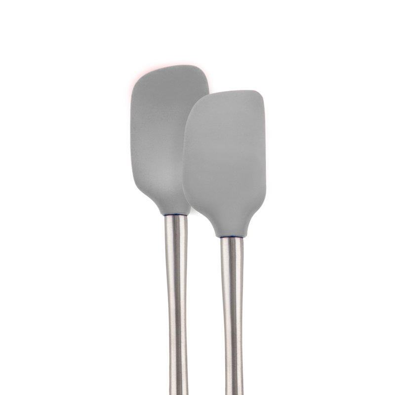 Tovolo Flex-Core Stainless Steel Handled Mini Spatula & Spoonula Set, Kitchen Utensil Set Of 2, Heat-Resistant & BPA-Free Silicone Turner Heads, Safe For Cast Iron & Cookware Dishwasher-Safe