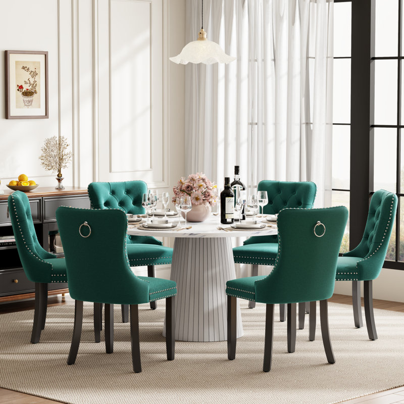 Ensemble de table de salle à manger ronde avec 4 chaises capitonnées rembourrées, ensemble de table de salle à manger de style Mid-Century pour coin-repas de cuisine