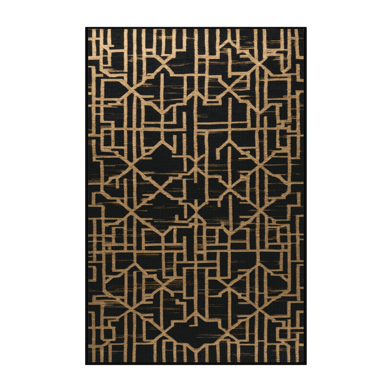 Tapis gris en treillis lavable à la machine, Rectangle 4pi x 6 pi