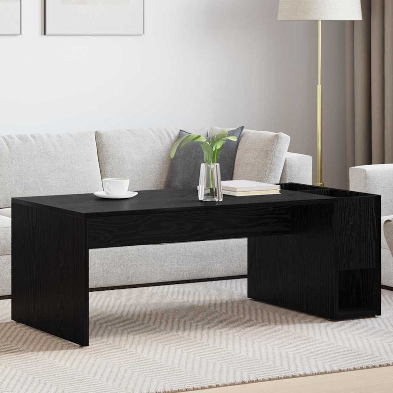 Coffee Table with Storage, Black Oak