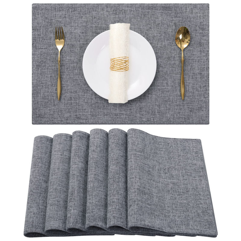 Linen, Cotton Rectangle Placemat, Dark Gray