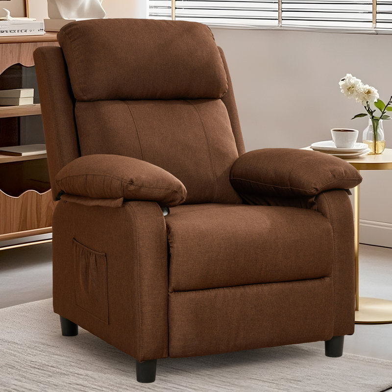 Recliner Chair, Adjustable Recliners For Adults, Small Recliners for Small Spaces, Rocker Recliners with Side Pockets, Brown