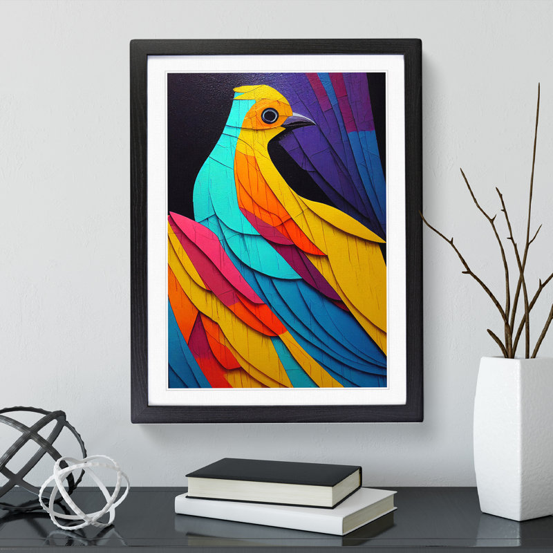 Bird In Colour No.1 - Single Picture Frame Print, 46cm H x 34cm W x 2cm D, Black