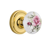 Classic Rosette with White Rose Porcelain Door Knob