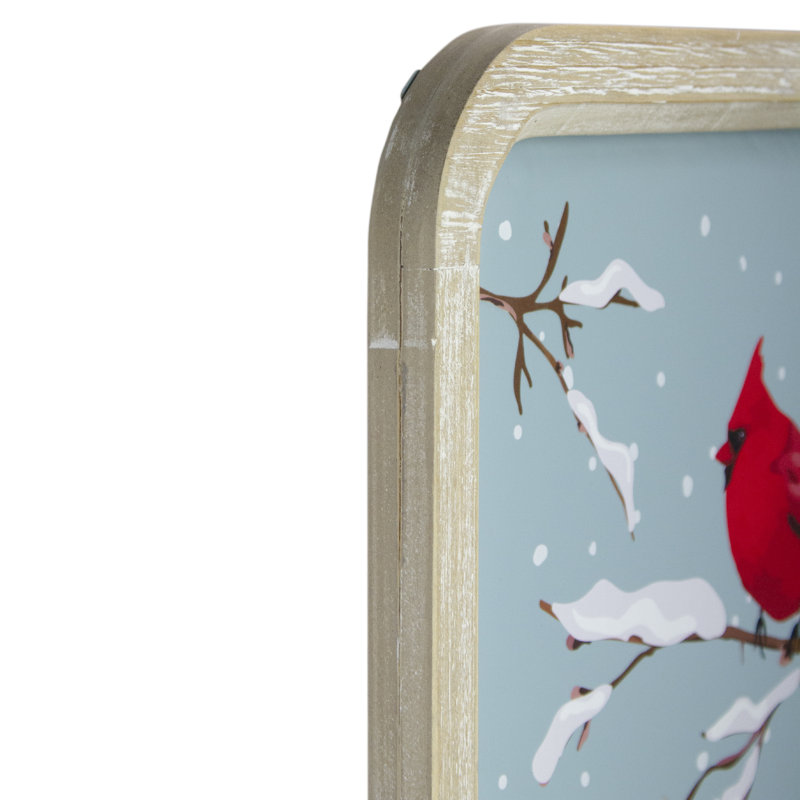 Décoration murale 25,5 "en bois bleu et rouge Merry Christmas avec cardinal rouge