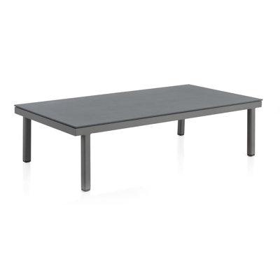 Anner Rectangular Glass Metal Outdoor Coffee Table - 130 cm W 70 cm D